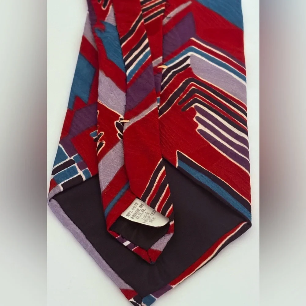 J.T. Beckett Multicolor Geometric Pattern Men’s 100% Imported Silk NeckTie